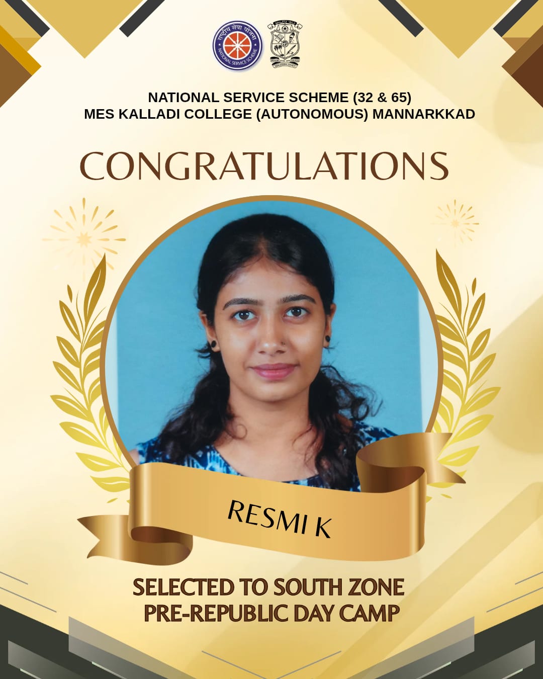 NSS-Selected to South Zone Pre Republic Day Camp