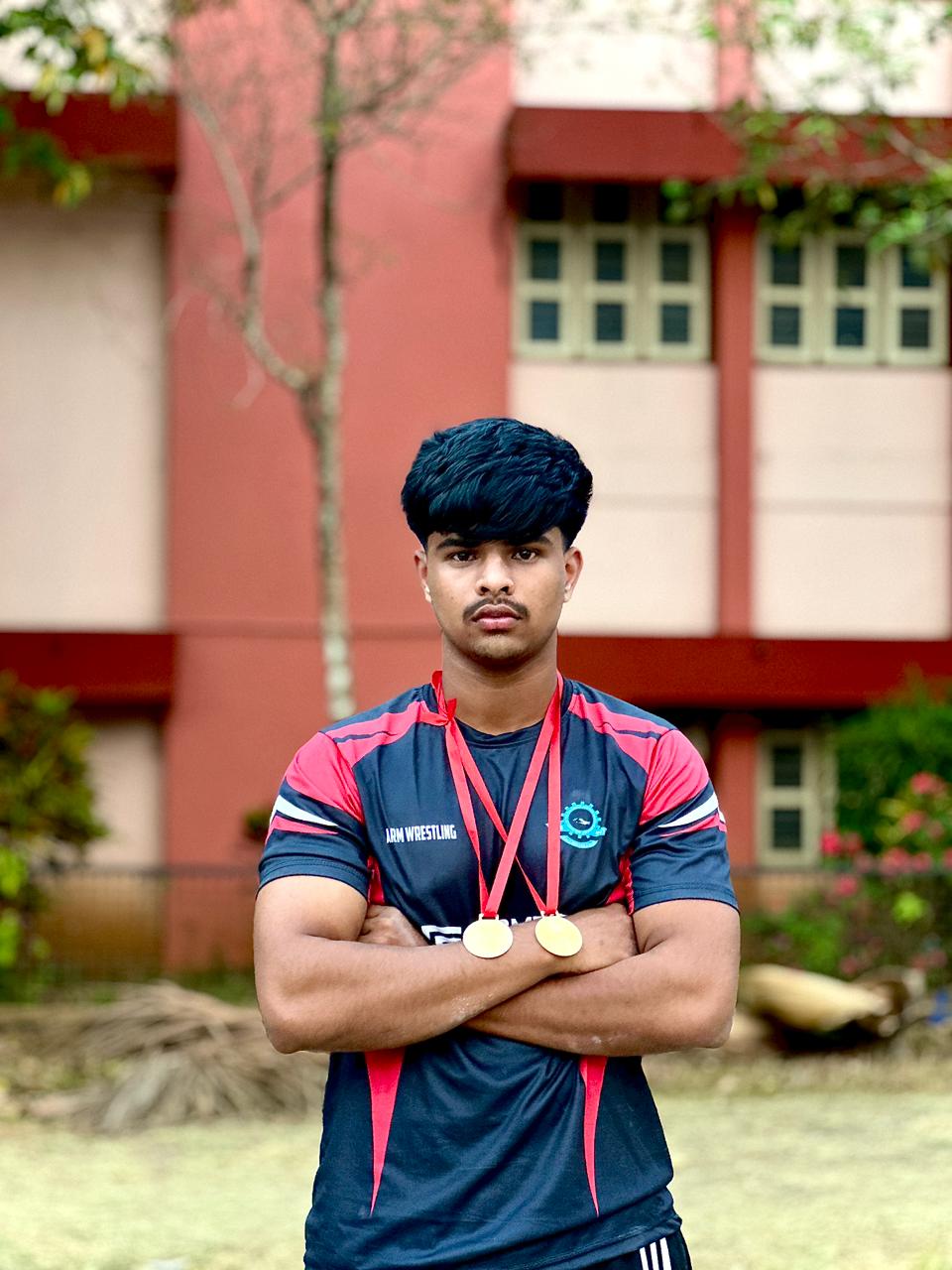 Aadil N P,Calicut University Arm Wrestling Championship, Below 85Kg , Right & Left Gold Medal.